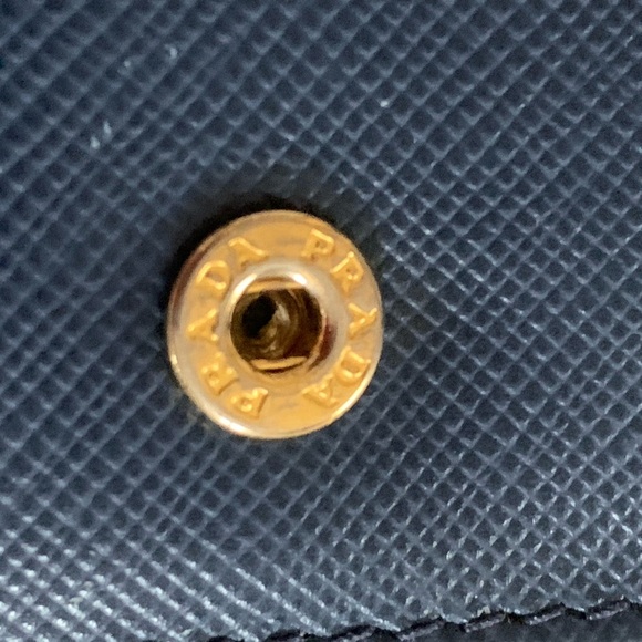 Prada Saffiano Metal Bar Continental Flap Wallet in Bluette - GUC - Picture 5 of 12